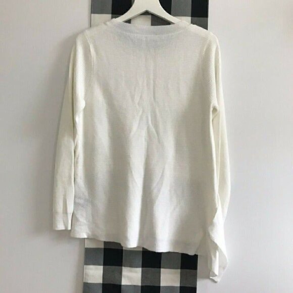 Tahari ASL Long-Sleeve Ribbed Asymmetric White Sweater,, Size M - Picture 3 of 8